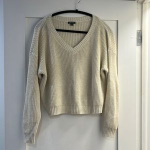 Cream and Gold Crop Knit Sweater